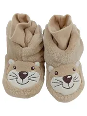 Vorschaubild 2 von Kinder Hausschuhe Gr. 17/18 Beige Tiermotive Baby Plüsch Pantoffeln