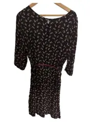 Vorschaubild 3 von Damen Freizeitkleid Gr. 38;M Schwarz Vogelmuster Viskose