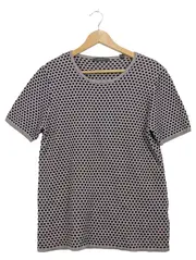 Vorschaubild 1 von Damen Strick T-Shirt Kurzarm Grau Gemustert Gr. XXL