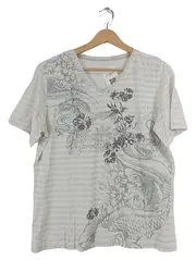 Vorschaubild 1 von Damen T-Shirt Gr. 42/XL Weiß Blumenmuster Beach Print