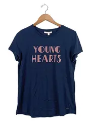 Vorschaubild 1 von Damen T-Shirt Blau Gr. 40/L Casual Schriftzug Baumwolle