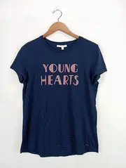 Vorschaubild 2 von Damen T-Shirt Blau Gr. 40/L Casual Schriftzug Baumwolle