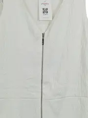 Vorschaubild 3 von Basic Damen Jumpsuit Kurz Weiß Gr. S Reißverschluss V-Ausschnitt