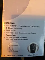 Vorschaubild 3 von Handmixer 250 Watt 5-Stufen Turbotaste inkl. Knethaken Rührbesen