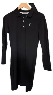 Vorschaubild 1 von Damen Poloshirt Kleid Schwarz Langarm Gr. S
