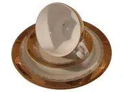 Vorschaubild 1 von Sammelgedeck 3-tlg Porzellan Geometrisch Weiß Tasse Teller