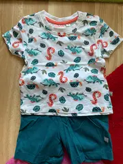 Vorschaubild 2 von Baby Twin Set Kurzarm T-Shirt Shorts Gr. 74 Baumwolle