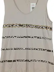 Vorschaubild 2 von Damen Top Shirt Beige Gr. 46/48 Pailletten Tiermuster Casual