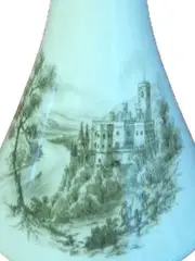 Vorschaubild 3 von Porzellan Vase Landschaftsmotiv Schloss Grün Weiß 13cm