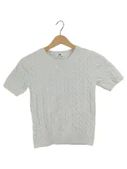 Vorschaubild 1 von Pullover Strickshirt Zopfmuster Kurzarm Damen Gr. S Weiß
