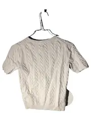 Vorschaubild 3 von Pullover Strickshirt Zopfmuster Kurzarm Damen Gr. S Weiß