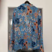 Vorschaubild 2 von TAIFUN Damen Bluse Blumenmuster Gr. 36/S Blau Volantärmel