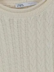 Vorschaubild 3 von Damen Pullunder Strickweste Zopfstrick Beige Gr. S Casual