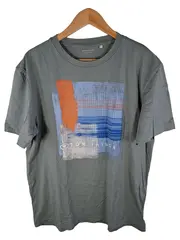 Vorschaubild 1 von Herren T-Shirt Gr. L Grau Logo Print Baumwolle Casual Freizeit