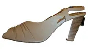 Vorschaubild 4 von Slingback Peeptoe Sandaletten Leder Raffungen Beige Gr. 39