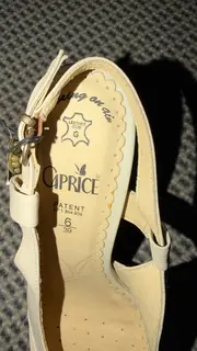 Vorschaubild 2 von Slingback Peeptoe Sandaletten Leder Raffungen Beige Gr. 39