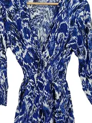 Vorschaubild 4 von Wickelkleid Damen Gr. S Blau Weiß Boho Rüschen Langarm