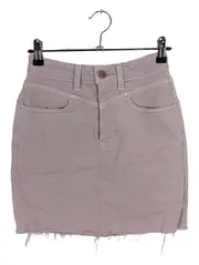 Vorschaubild 1 von Damen Jeansrock Minirock Rosa Gr. 32/XXS Fransen Baumwolle Freizeit