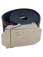 Vorschaubild 1 von Stoffgürtel Herren Navy Blau Rot Gestreift Schnalle 117cm