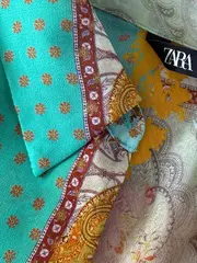 Vorschaubild 3 von Damen Hemdbluse M Patchwork Paisley Bohemian Mehrfarbig Türkis