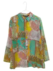 Vorschaubild 1 von Damen Hemdbluse M Patchwork Paisley Bohemian Mehrfarbig Türkis