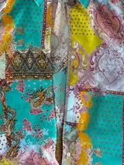 Vorschaubild 2 von Damen Hemdbluse M Patchwork Paisley Bohemian Mehrfarbig Türkis