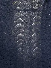 Vorschaubild 4 von Damen Pullunder Strickweste Rüschen Gr. 38 Blau Lochmuster