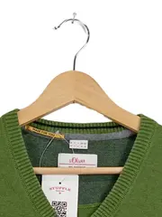 Vorschaubild 4 von Pullover Herren V-Ausschnitt Gr. M Grün Baumwolle Langarm Strick Basic