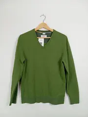 Vorschaubild 2 von Pullover Herren V-Ausschnitt Gr. M Grün Baumwolle Langarm Strick Basic