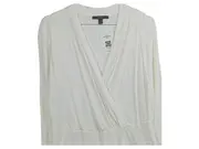 Vorschaubild 3 von Damen Wickelshirt Langarmshirt Weiß Gr. L Elegant Viskose