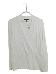 Vorschaubild 1 von Damen Wickelshirt Langarmshirt Weiß Gr. L Elegant Viskose