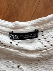 Vorschaubild 5 von Damen Bluse Häkel-Shirt Puffärmel Lochmuster Weiß Gr. L