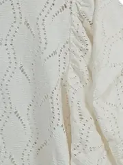 Vorschaubild 3 von Damen Bluse Häkel-Shirt Puffärmel Lochmuster Weiß Gr. L