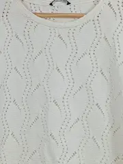 Vorschaubild 2 von Damen Bluse Häkel-Shirt Puffärmel Lochmuster Weiß Gr. L