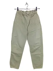 Vorschaubild 1 von Damen Stoffhose Paperbag High Waist Gr. 38 Khaki Grün Baumwolle