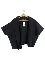 Vorschaubild 1 von Damen Strickjacke Kurzarm Schwarz Wolle Oversize Gr. M