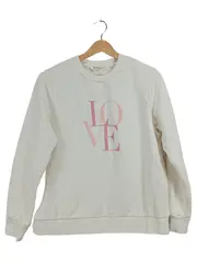 Vorschaubild 1 von Sweatshirt Damen Langarm Baumwolle Schriftzug Gr. 40/L Weiß