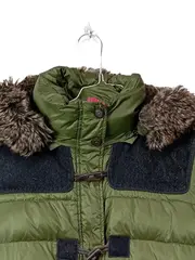 Vorschaubild 2 von Damen Steppjacke Wintermantel Gr. 42 Oliv Kapuze Fell