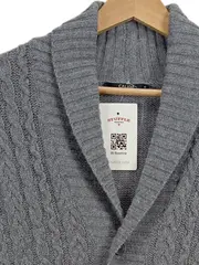 Vorschaubild 2 von Herren Strickjacke Cardigan Wolle Zopfstrick Grau Gr. 48/M