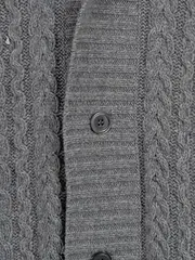 Vorschaubild 3 von Herren Strickjacke Cardigan Wolle Zopfstrick Grau Gr. 48/M