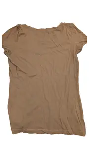 Vorschaubild 2 von edc Damen T-Shirt Baumwolle Uni V-Ausschnitt Kurzarm Braun Gr. M