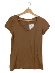 Vorschaubild 1 von edc Damen T-Shirt Baumwolle Uni V-Ausschnitt Kurzarm Braun Gr. M
