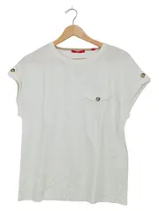 Vorschaubild 1 von Damen T-Shirt Gr. 38 Weiß Kurzarm Brusttasche Zierknöpfe