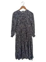 Vorschaubild 1 von Damen Freizeitkleid Blumenmuster Schwarz Gr. 36/S Viskose
