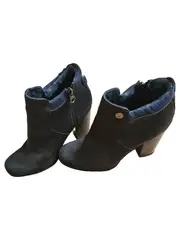 Vorschaubild 4 von Denim Damen Stiefeletten Braun Wildleder Gr. 37 Absatz