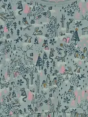 Vorschaubild 2 von Mädchen Kleid Gr. 98 Waldtiere Print Langarm Mintgrün