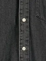Vorschaubild 2 von Herren Freizeithemd Schwarz Gr. M Baumwolle Langarm