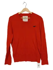 Vorschaubild 1 von Herren Pullover V-Ausschnitt Rot Gr. S Baumwolle Logo
