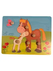 Vorschaubild 1 von Steckpuzzle Pferd Fohlen Schmetterling Holz Kleinkind Motorik