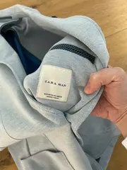 Vorschaubild 4 von MAN Herren Sakko Gr. 46 Blazer Freizeitjacke Hellblau Meliert